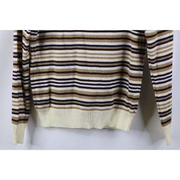 Vintage 70s Streetwear Womens Large Earth Tone Striped Knit Turtleneck Sweater - Picture 10 of 10